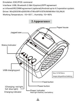 1 Чёрный принтер скорость печати ZJ-5810 58 мм термобумажная расписка принтер для Android IOS Mobile